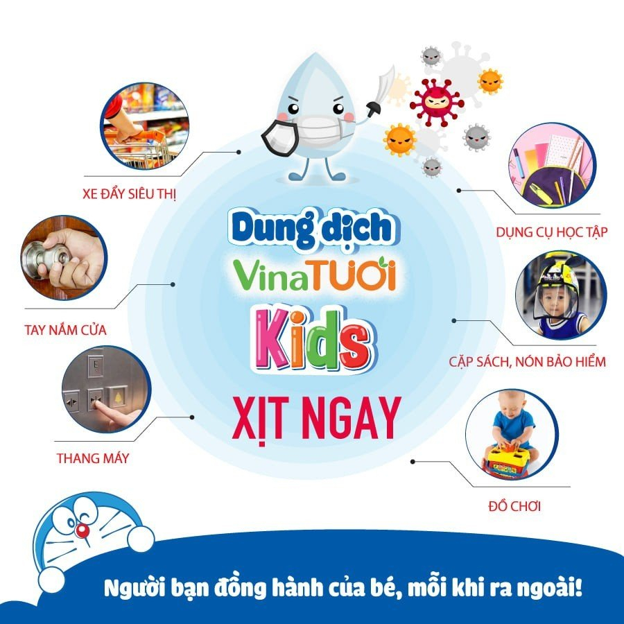 Nước Rửa Tay Sát Khuẩn Cho Bé VINA TƯƠI Kids 70ml Chai Nước Dung Dịch Diệt Khuẩn DUNG DỊCH SÁT KHUẨN CHO BÉ