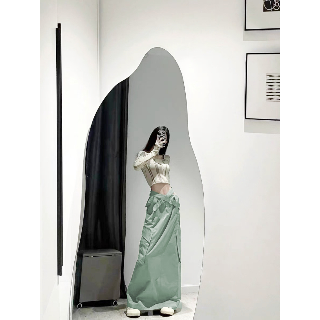 Chân váy dù cạp trễ đai chéo chất gió hạt ELWYN EL32