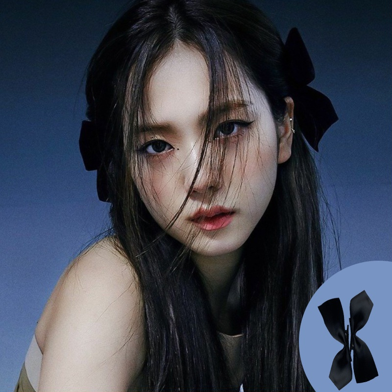 Kẹp Tóc Hình Nơ Màu Đỏ / Đen Phong Cách Hàn Quốc