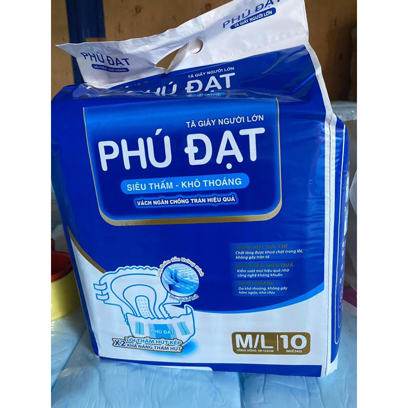 Combo 100 miếng bỉm dán, bỉm quần người già Phú Đạt Size ML10 bịch /XL10 bịch