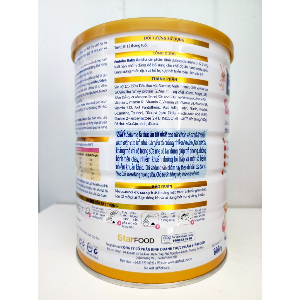 Sữa Endolac Baby Gold   date: 9/2025