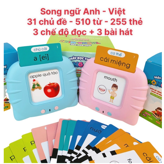 Máy Đọc Thẻ Flashcard Thẻ Học Thông Minh Cho Bé Song Ngữ Việt Anh - không có sóng điện từ