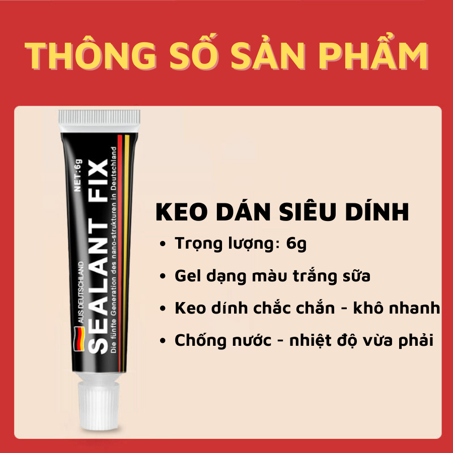 Keo dán siêu dính Sealant Fix 6G, keo dán đa năng dán dính chặt mọi bề mặt siêu chắc