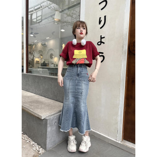 VÁY YẾM JEAN ĐUÔI CÁ DÁNG DÀI