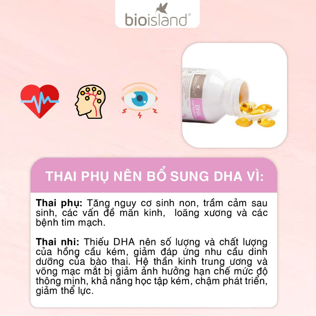 Bio island DHA cung cấp DHA cho bà bầu giúp phát triển trí não của thai nhi 60 viên của Úc