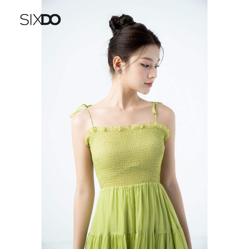 Đầm maxi hai dây voan chun ngực thời trang trẻ trung SIXDO (Cyan Strappy Midi Voile Dress)