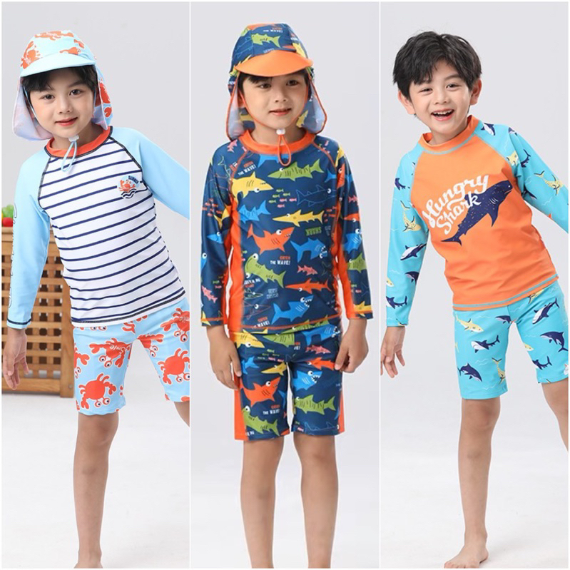 Đồ bơi cho bé trai quần áo rời tay dài 11-35kg