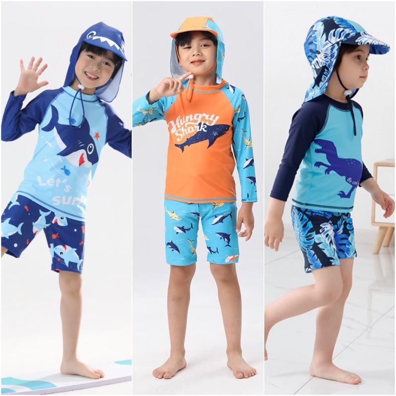 Đồ bơi cho bé trai quần áo rời tay dài 11-35kg