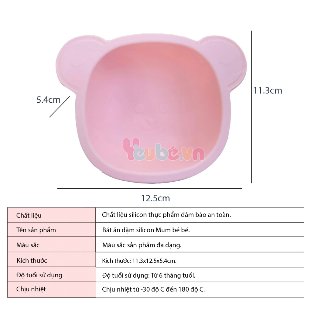 Bát Và Thìa Ăn Dặm Cho Bé Silicon YEUBEVN Có Đế Hít Chống Đổ Không Mùi An Toàn Cho Bé