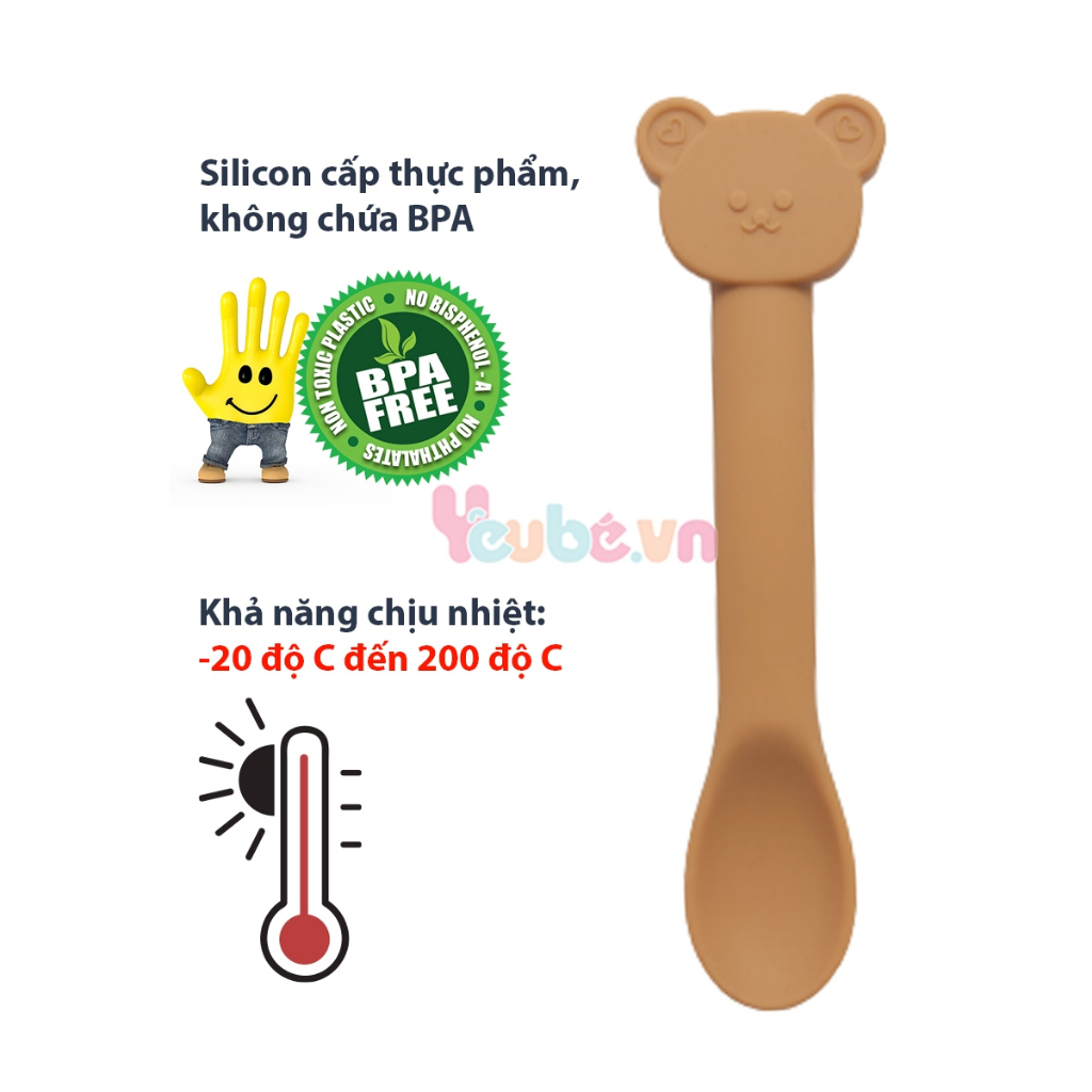 Bát Và Thìa Ăn Dặm Cho Bé Silicon YEUBEVN Có Đế Hít Chống Đổ Không Mùi An Toàn Cho Bé