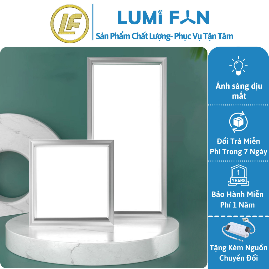 Đèn Panel Âm Trần Lumifan, Led Tấm Loại Thả Trần Giả Nhiều Kích Thước 50W - 100W Kèm Cục Nguồn Tăng Phô - Bảo Hành 1 Năm
