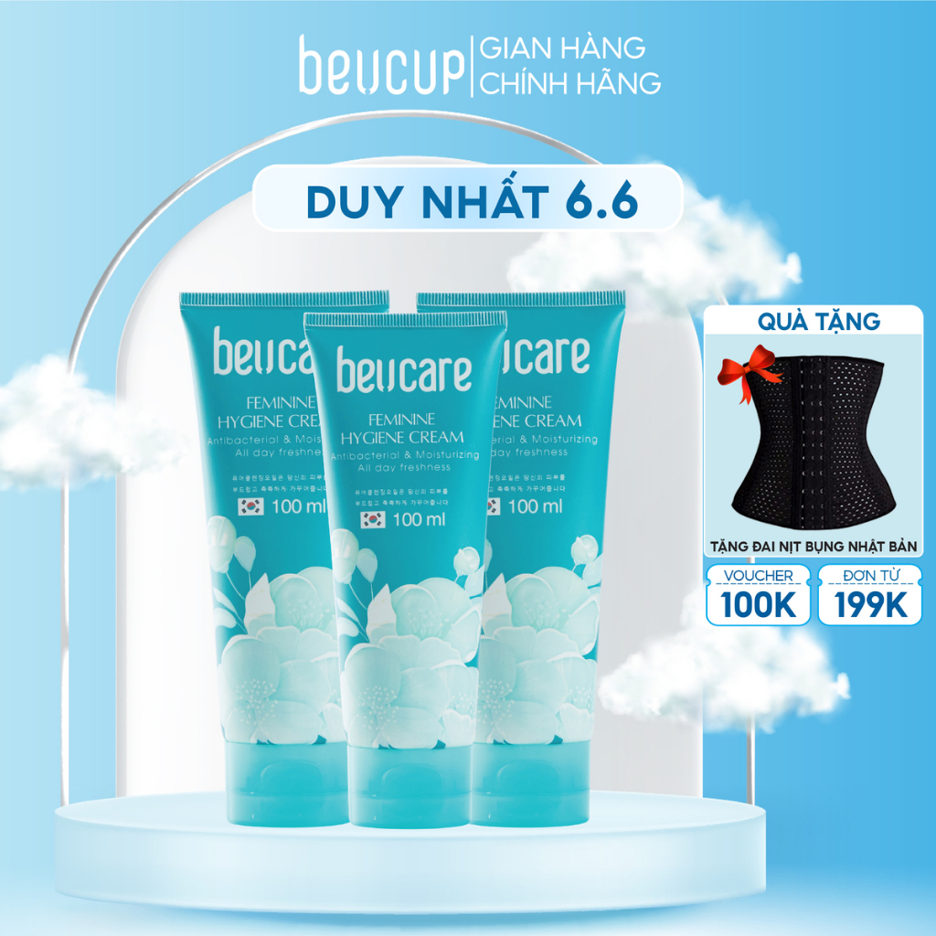 Combo 3 chai dung dịch vệ sinh phụ nữ BeUcare 100ml hương bạc hà, làm sạch dịu nhẹ, an toàn cho da