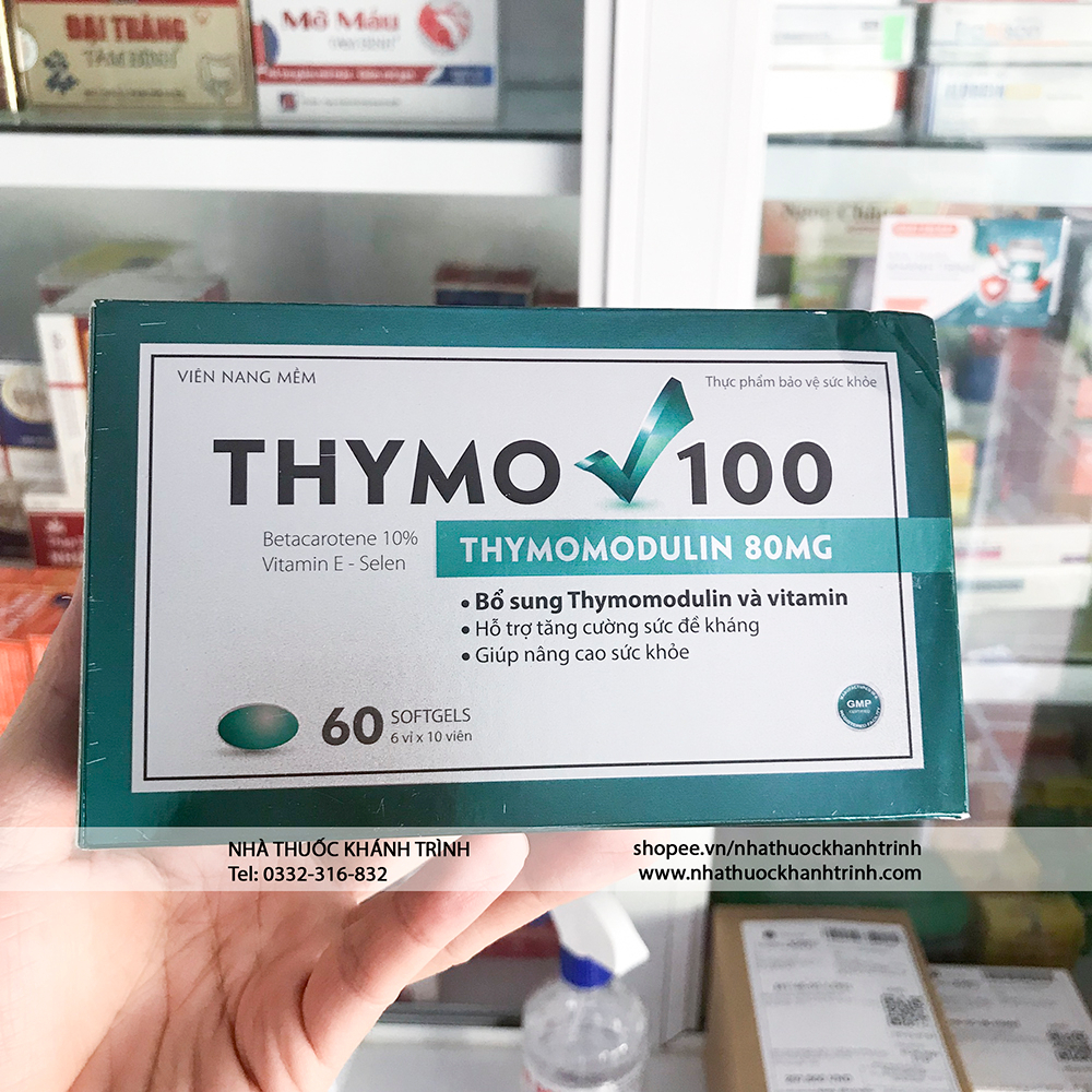 Thymo V100 - Bổ sung Thymomodulin và vitamin tăng sức đề kháng, hộp 60 viên
