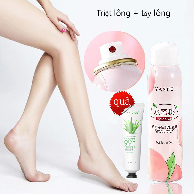 Xịt Tẩy Lông Hương Đào Dịu Nhẹ Không Đau Triệt lông cho vùng kín Bikini Chân nách