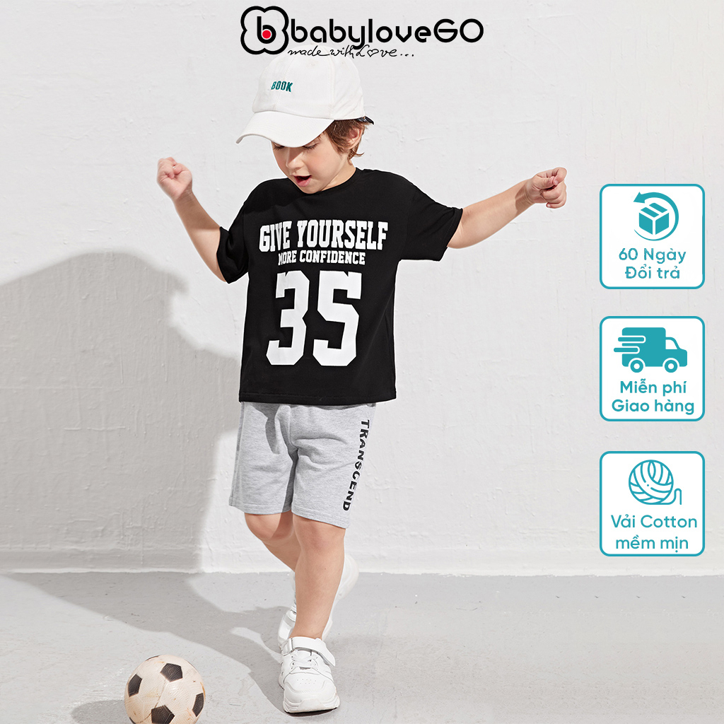 Áo in hình cho bé năng động tự tin BabyloveGO mẫu mới 2023 áo phông cộc tay bé trai chất cotton