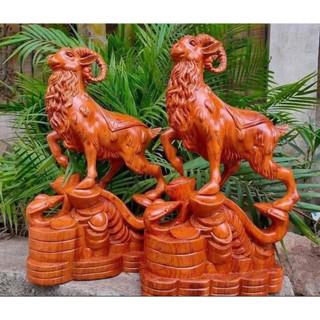Tượng gỗ con dê nhất dương cao 40-50 cm gỗ hương nguyên khối