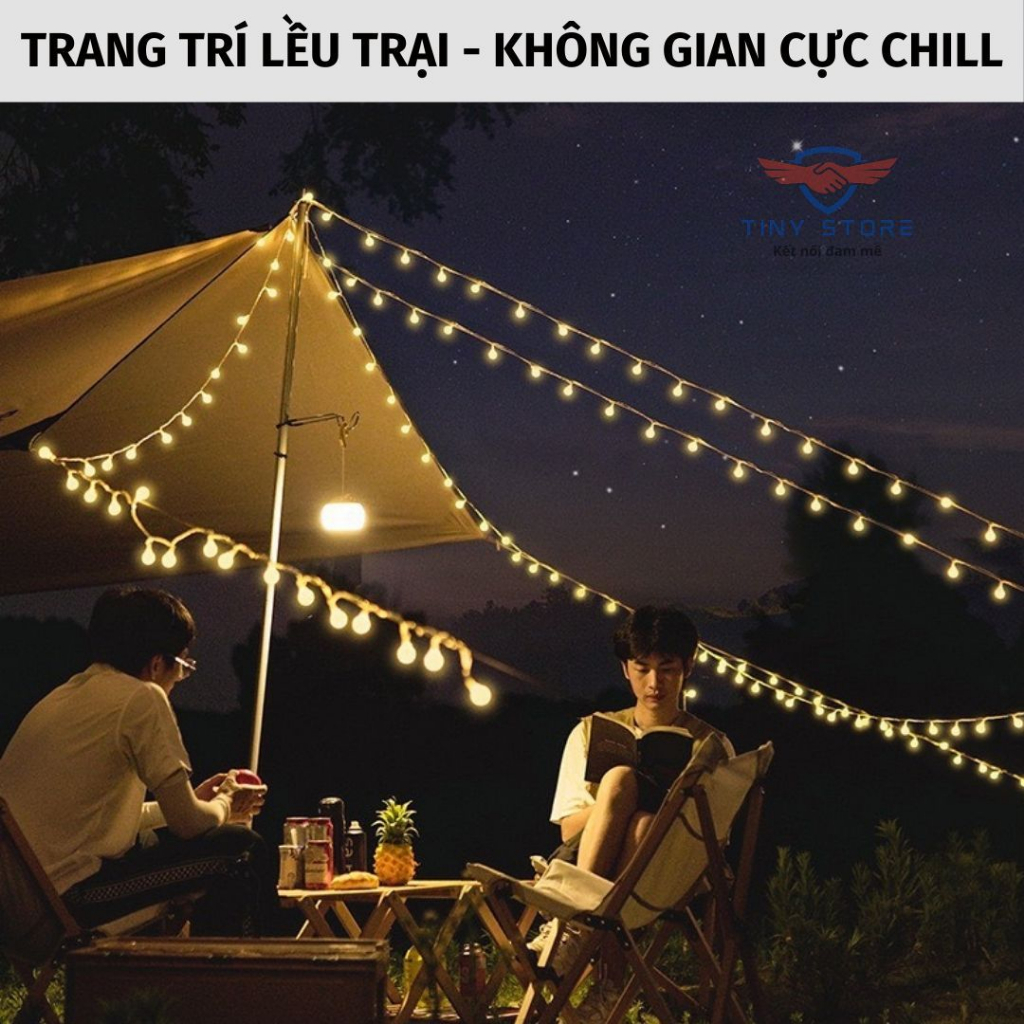 Dây led trang trí dã ngoại dài 6m, 40 bóng nguồn USB & PIN