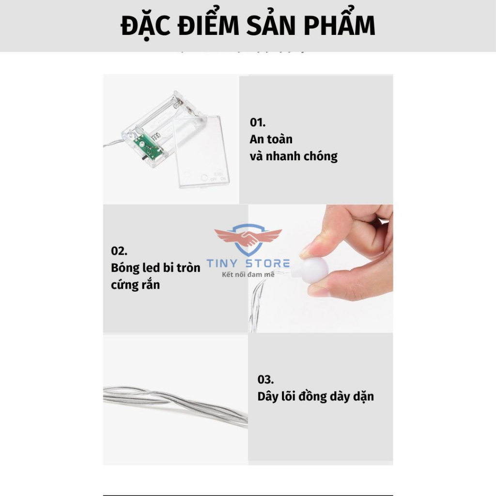 Dây led trang trí dã ngoại dài 6m, 40 bóng nguồn USB & PIN