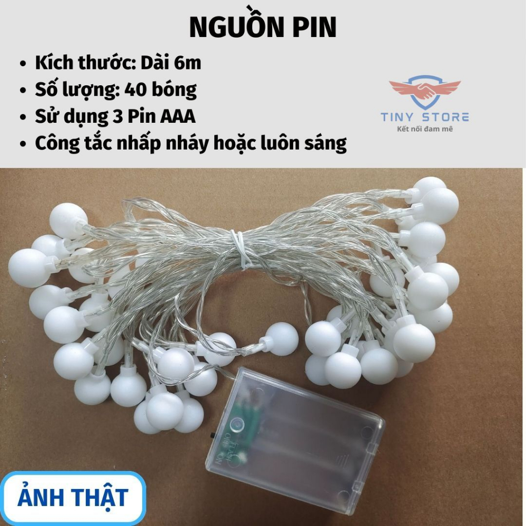 Dây led trang trí dã ngoại dài 6m, 40 bóng nguồn USB & PIN