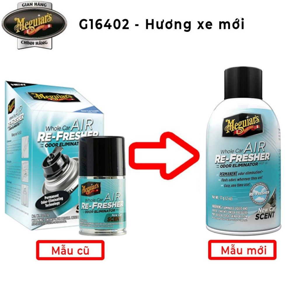 Meguiar's Xịt khử mùi diệt khuẩn nội thất xe hơi Hương xe mới (MÙI HƯƠNG ĐẬM)  - Air Re-Fresher Mist, New Car - G16402