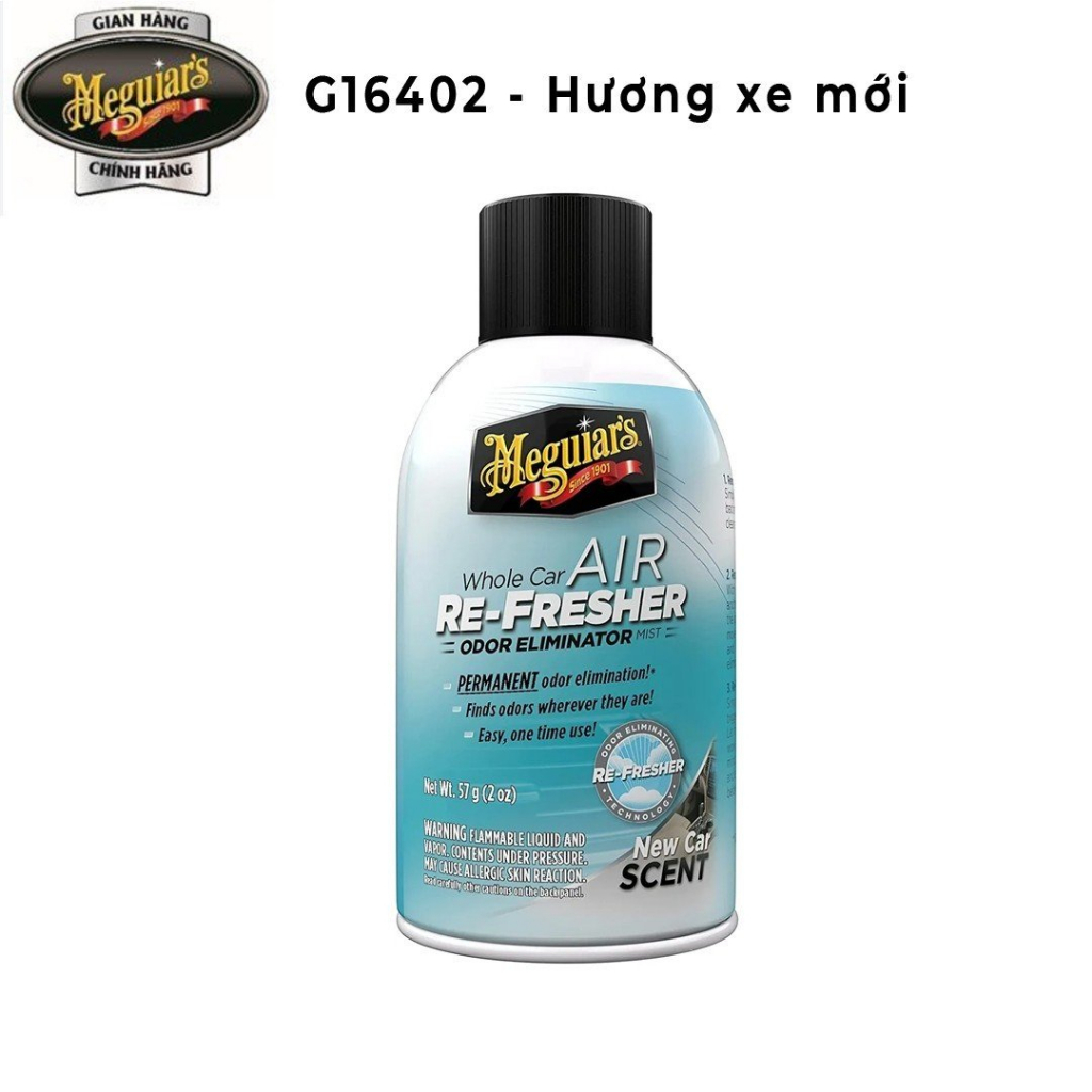 Meguiar's Xịt khử mùi diệt khuẩn nội thất xe hơi Hương xe mới (MÙI HƯƠNG ĐẬM)  - Air Re-Fresher Mist, New Car - G16402