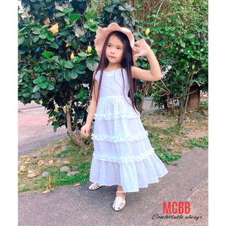 Mcbb 24-49kg vải xô cotton váy maxi cho bé gái dài váy 2 dây trẻ em đầm công chúa bé gái tiểu thư váy đi biển cho bé gái