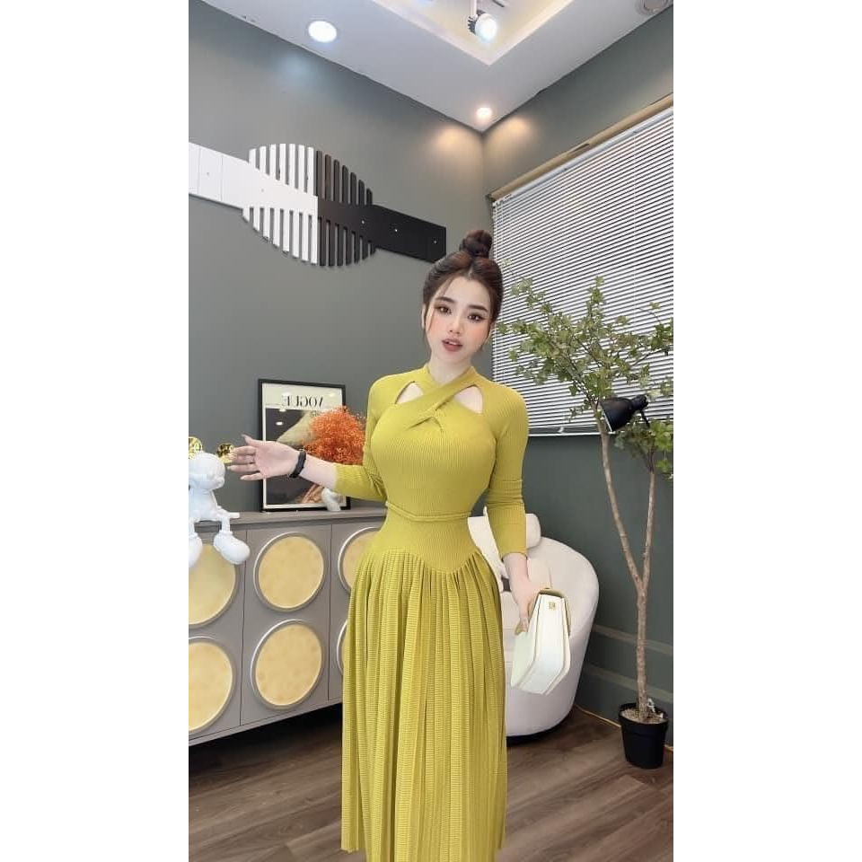 ĐẦM DẬP LY TAY DÀI THUN GÂN CO GIÃN XINH XẮN - SHOP LINH TRANG BOUTIQUE
