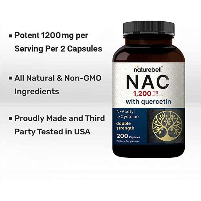 Naturebell N-Acetyl-Cysteine With Quercetin 1200mg - Viên uống giải độc gan , trắng da, chống oxy hoá 200 viên