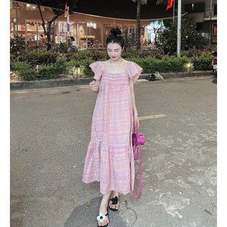Váy xuông kẻ cánh tiên