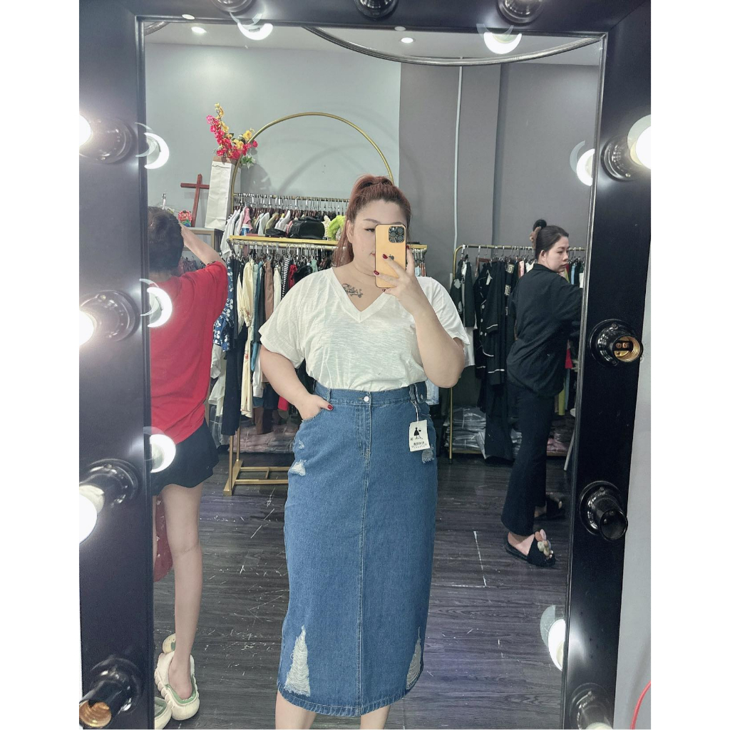 Chân váy jean dài BIGSize  MÃ:5404