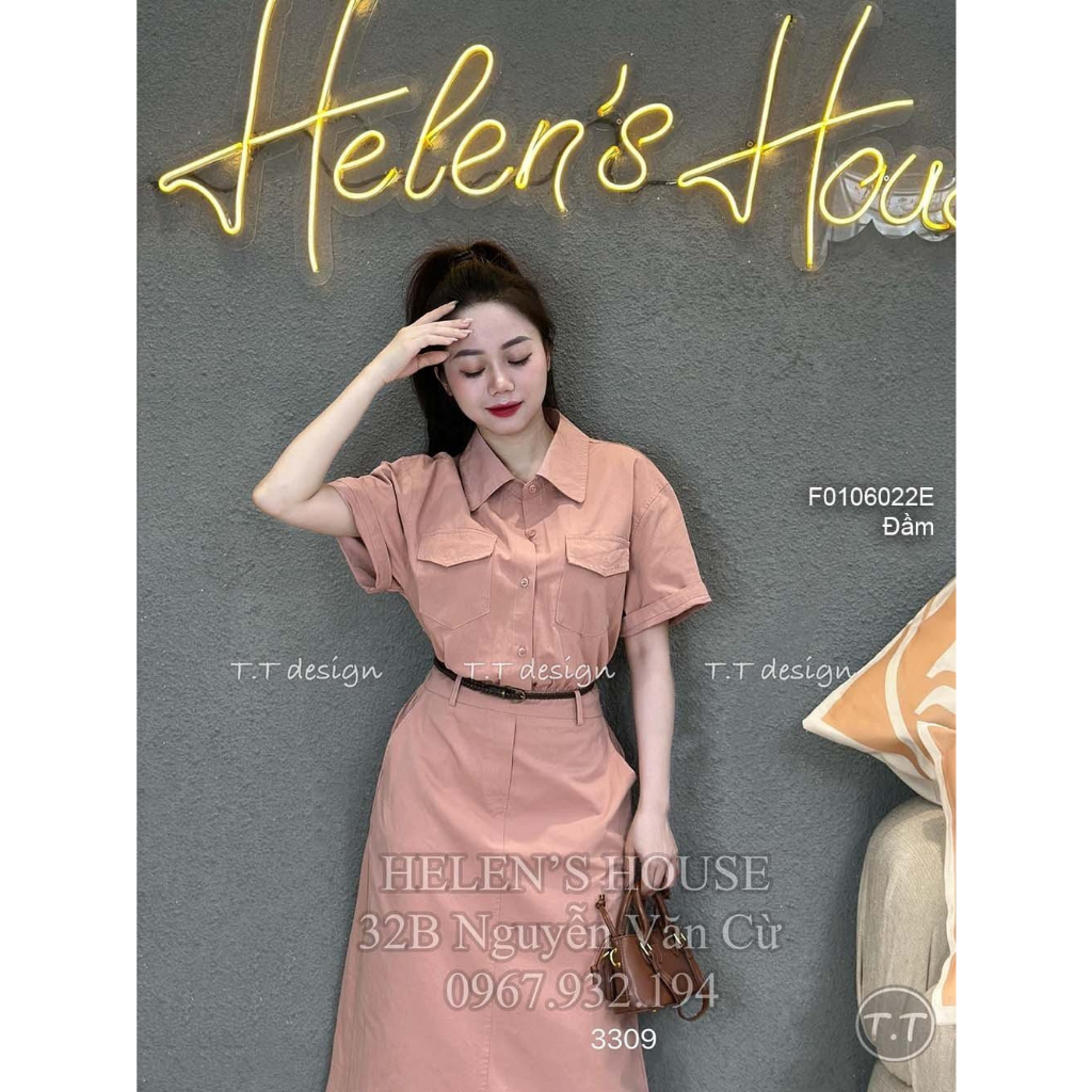 Đầm body dáng dài cổ bẻ tay con