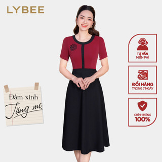 Đầm trung niên thiết kế LYBEE LVV057 dáng xòe chất liệu lụa nhật thoáng mát cho mẹ đi chơi