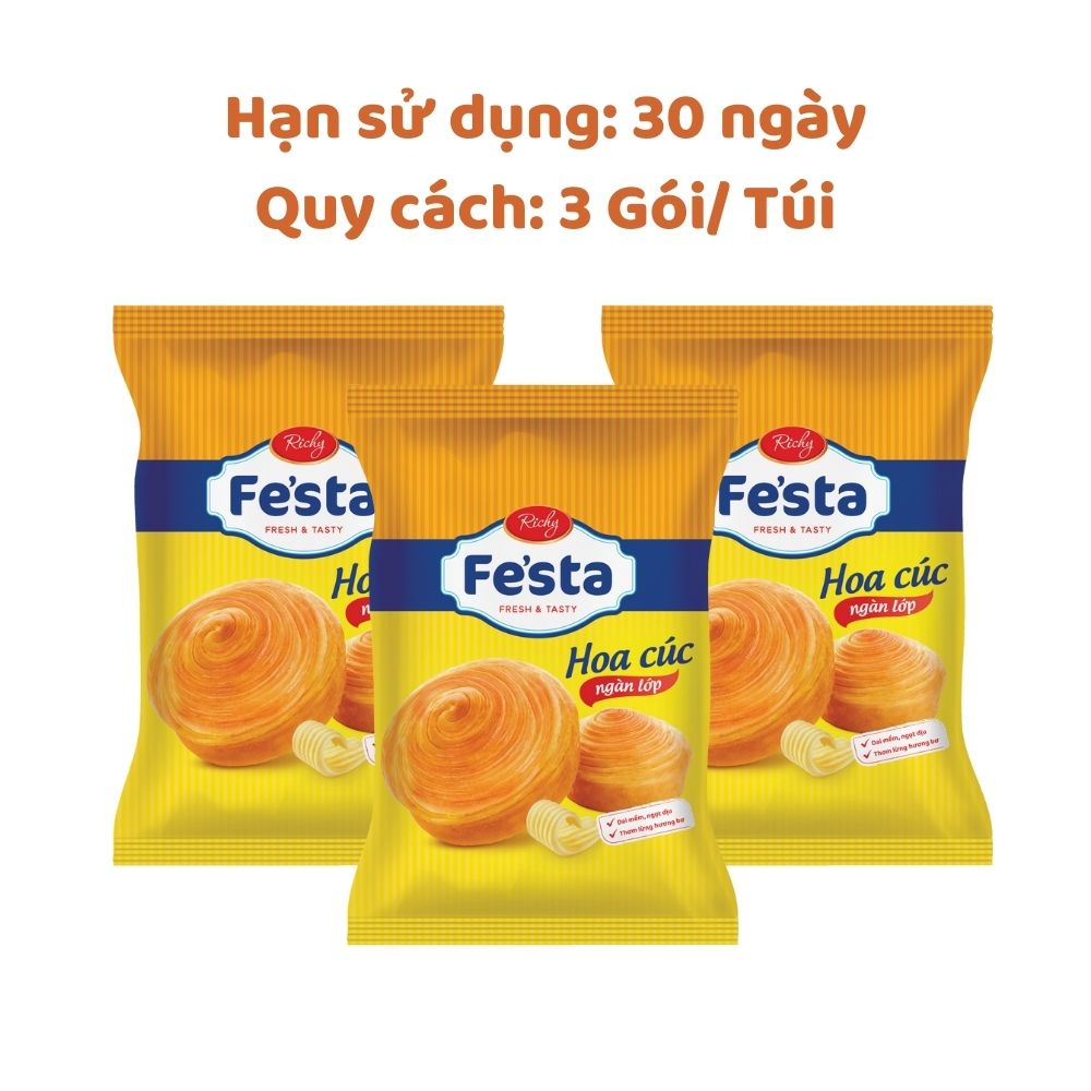 Combo 2 túi bánh mì hoa cúc ngàn lớp Fe'sta Richy 3 bánh/túi