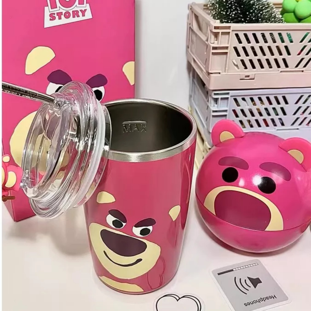 Cốc Gấu Dâu Losto, Ly Giữ Nhiệt Tiện Dụng Kèm Ống Hút Bằng Thép Không Gỉ, Dung Tích 450ml-mp | BigBuy360 - bigbuy360.vn