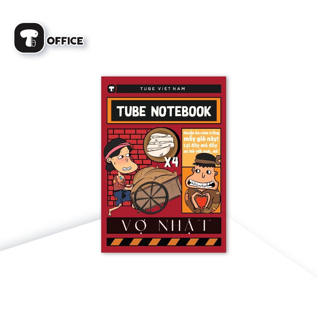 Combo Vở Kẻ Ngang Có Dot Chấm Tube Notebook BST ''Văn Vở'' 17x24cm 68 trang 60GSM - TB - Vợ Nhặt