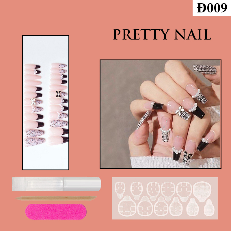 Móng Tay Giả Đính Đá Pretty Nail Box 24 Móng Kèm Keo Giá Rẻ