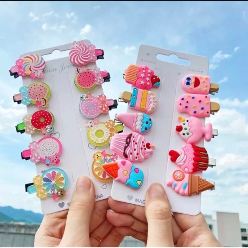 Set 10 kẹp tóc mẫu mới tết 2023 cho bé gái hoa quả hoạt hình cao cấp loại 1 xinh xắn đáng yêu hình thật