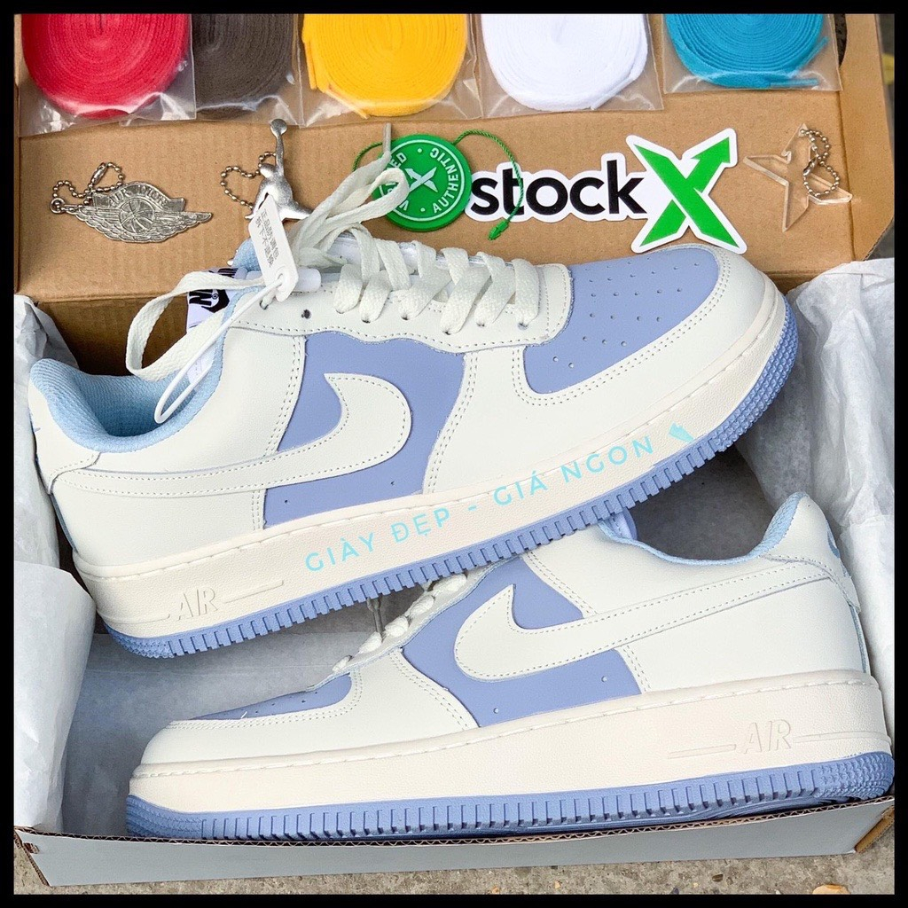 Giày Air Force 1 thời trang, Giày AF1 sneaker  Nam Nữ Thể Thao Trắng Xanh kem Thời Trang Hàng Đẹp Full Box