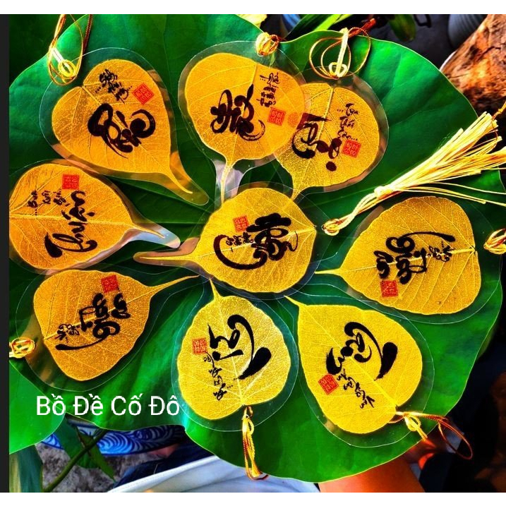 Lá bồ đề thư pháp lá nhũ vàng cao cấp(xưởng chuyên bán sỉ)
