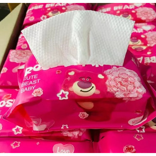 Khăn mặt khô đa năng dùng 1 lần, khăn tẩy trang gấu hồng rose bear
