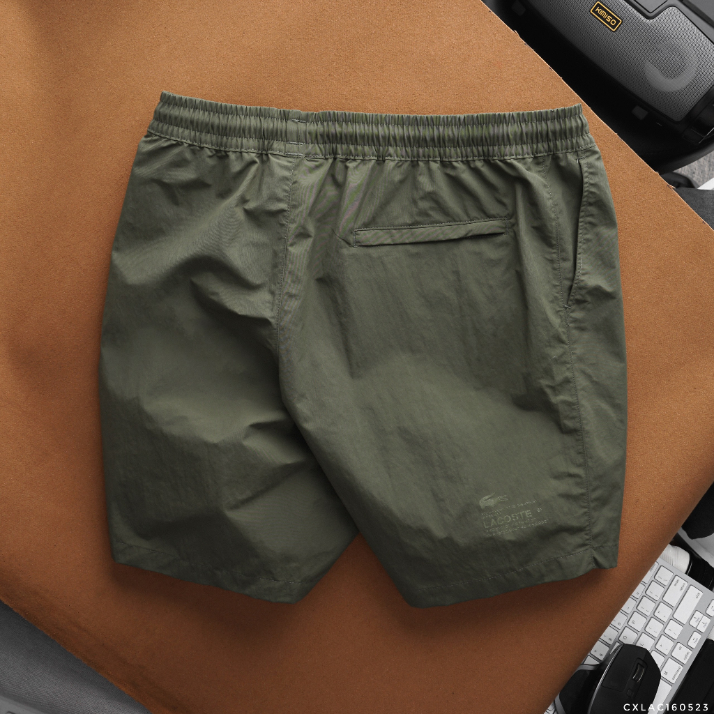 Quần short gió thời trang, quần lửng nam form trên gối, logo silicon chuẩn,  3 túi tiện lợi QS523