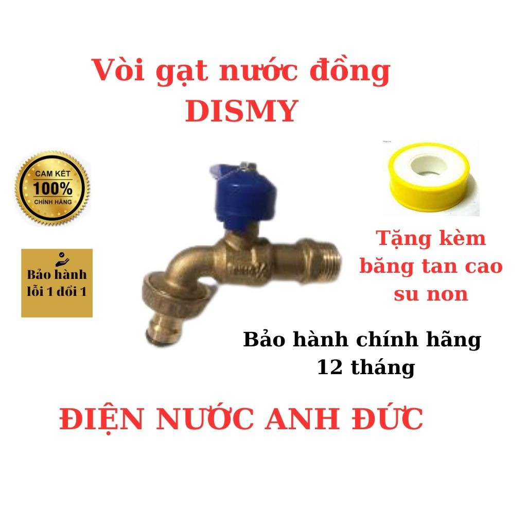 Vòi nước gạt đồng rem 21 Dismy chính hãng lắp máy giặt