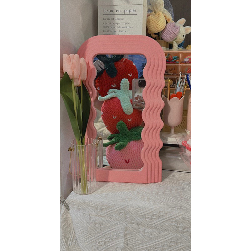 Trái dâu len bự, gối dâu tây bằng len size 50cm handmadebyQuin