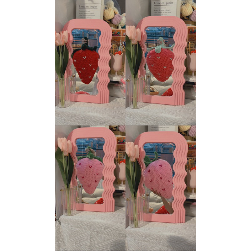 Trái dâu len bự, gối dâu tây bằng len size 50cm handmadebyQuin