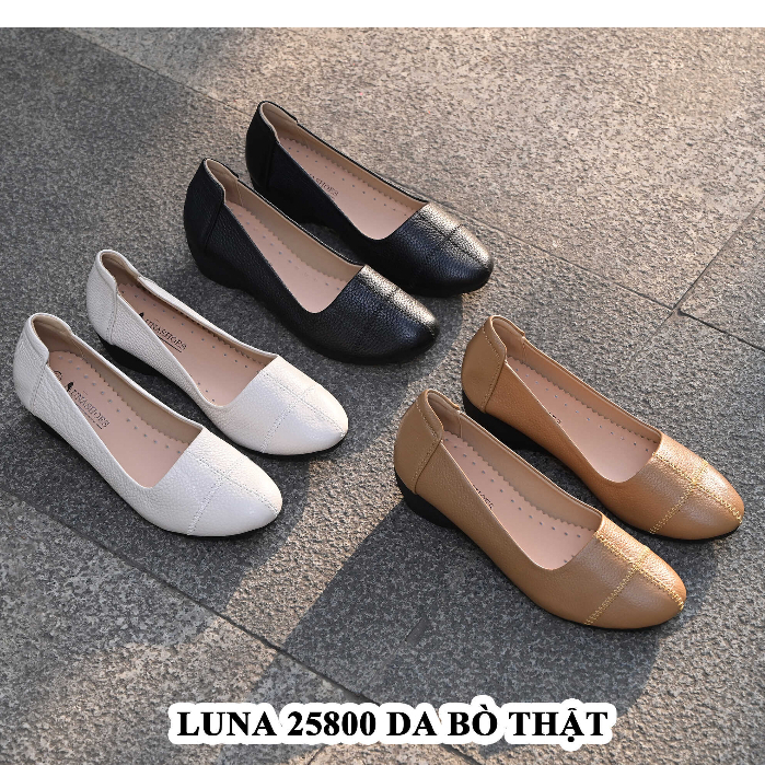 Giày búp bê nữ cao gót 5p LUNASHOES 2303 da bò mềm đế xuồng êm chân bảo hành 2 năm lỗi 1 đổi 1