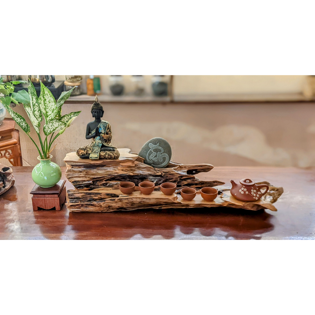 Kệ Gỗ Lũa Nguyên Khối Decor 60*20*20