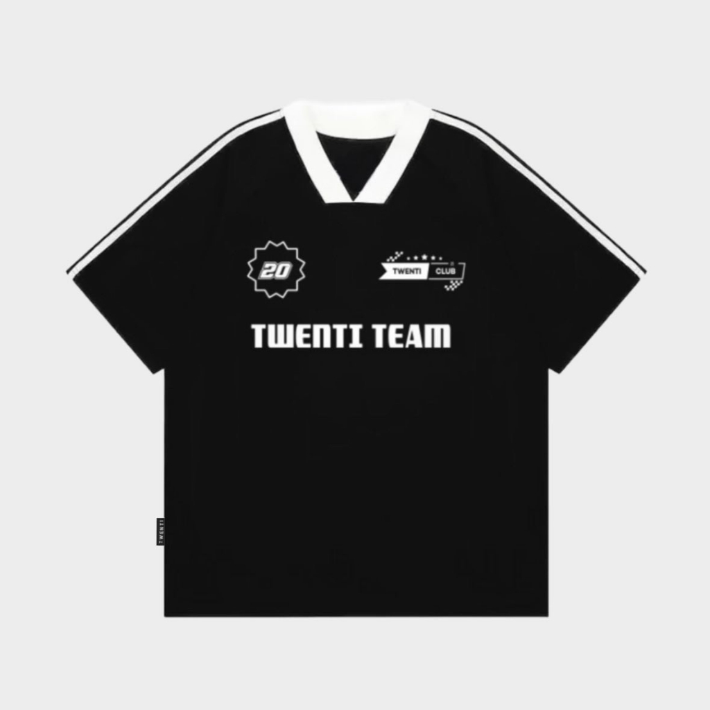 Áo Thun TWENTI Cotton Cổ Chéo Racing