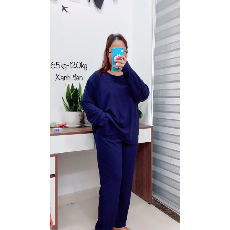 bộ cotton tăm trơn tay dài 65kg đến 120kg
