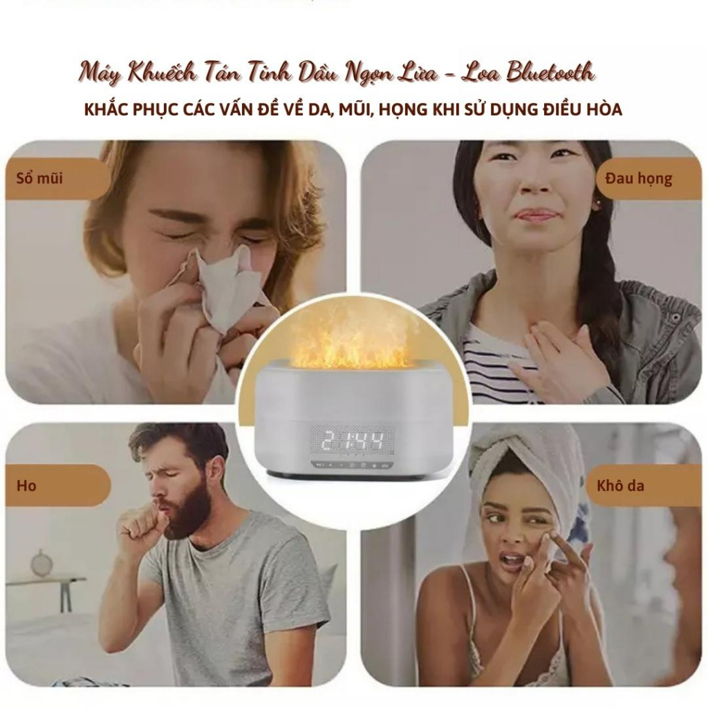 Máy xông tinh dầu 💖FREE SHIP💖 Máy xông tinh dầu có loa Bluetooth, Máy phun sương đèn Led 7 màu. Chính hãng, BH 6 tháng.