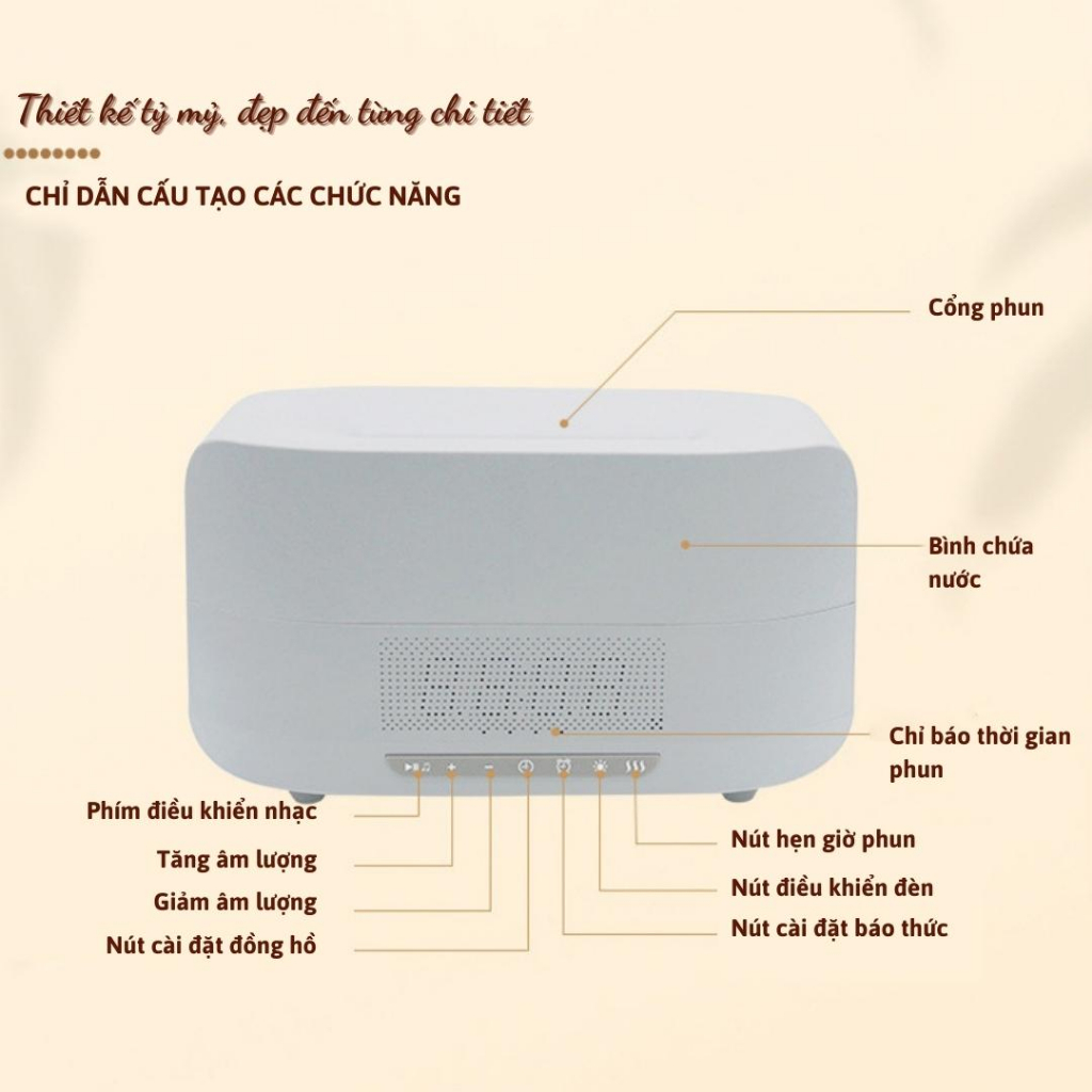 Máy xông tinh dầu 💖FREE SHIP💖 Máy xông tinh dầu có loa Bluetooth, Máy phun sương đèn Led 7 màu. Chính hãng, BH 6 tháng.